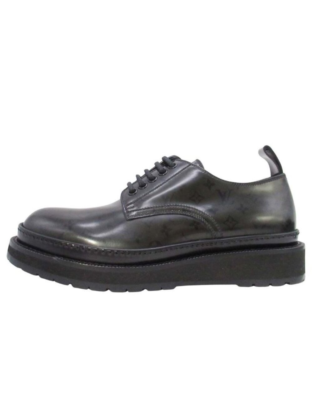 Louis Vuitton Monogram Davis Shoes Thick Sole Platform Lace Up Leather